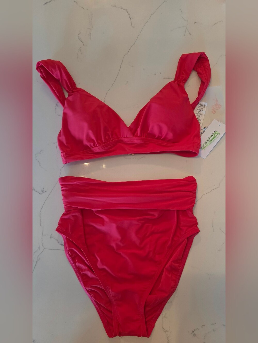 Mimi Flamingo Sonny Midkini Swim 2 Pc Bikini Red Women's Size 6